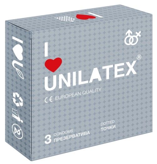 Презервативы с точками Unilatex Dotted - 3 шт. - Unilatex - купить с доставкой в Иркутске