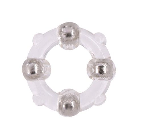 Эрекционное кольцо с 4 бусинами MENZSTUFF STUD RING CLEAR - Dream Toys - в Иркутске купить с доставкой