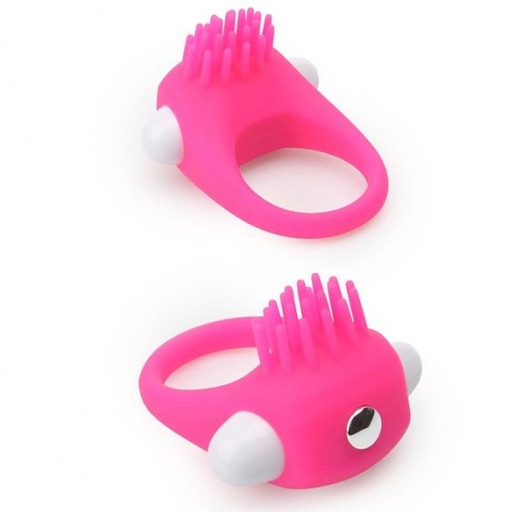 Розовое эрекционное кольцо с щеточкой LIT-UP SILICONE STIMU RING 5 - Dream Toys - в Иркутске купить с доставкой