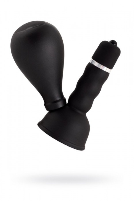 Черный вибратор с грушей на сосок - ToyFa