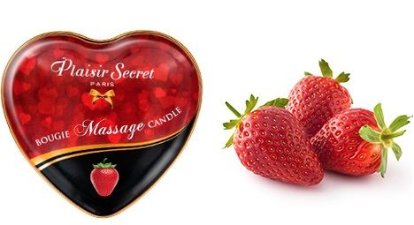 Массажная свеча с ароматом клубники Bougie Massage Candle - 35 мл. - Plaisir Secret - купить с доставкой в Иркутске