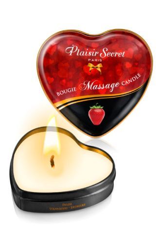 Массажная свеча с ароматом клубники Bougie Massage Candle - 35 мл. - Plaisir Secret - купить с доставкой в Иркутске