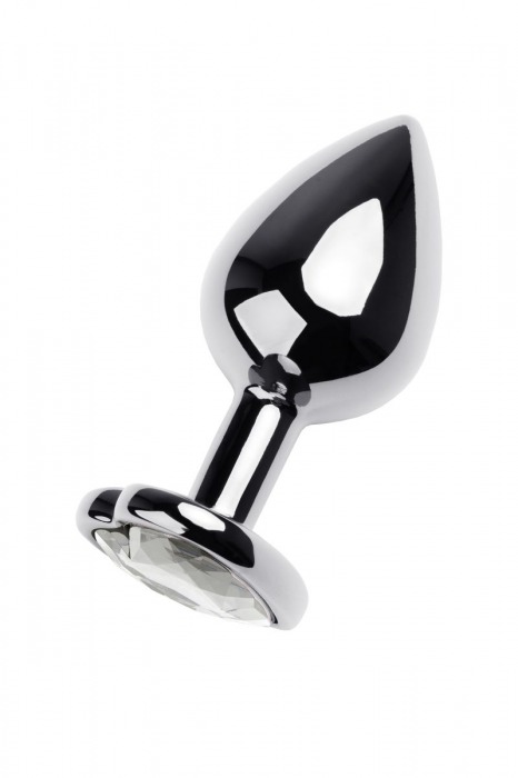 Серебристая анальная пробка с прозрачным кристаллом-сердцем - 8 см. - ToyFa - купить с доставкой в Иркутске