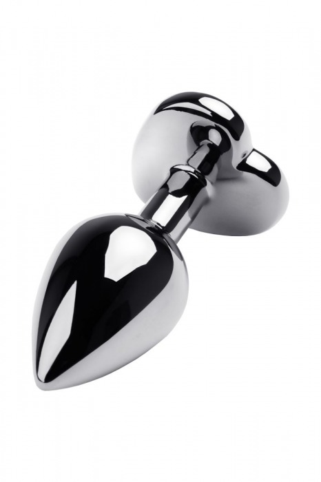 Серебристая анальная пробка с прозрачным кристаллом-сердцем - 8 см. - ToyFa - купить с доставкой в Иркутске