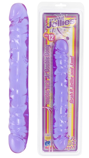 Двухсторонний фиалковый фаллос Crystal Jellies 12  Jr. Double Dong - 30,5 см. - Doc Johnson