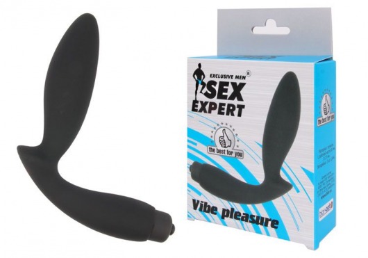 Чёрный вибростимулятор простаты Sex Expert Vibe Pleasure - Sex Expert - в Иркутске купить с доставкой