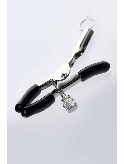 Серебристо-чёрные зажимы для сосков с кольцом для пениса TOYFA Metal - ToyFa - купить с доставкой в Иркутске